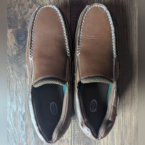 Dr Scholls Men’s 9.5 M Advanced Comfort Loafers Brown Leather Slip On 42J-D6